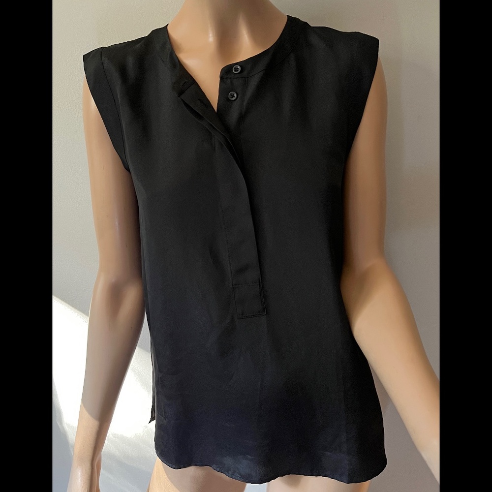 J. Crew simple black sleeveless blouse silky feel 0